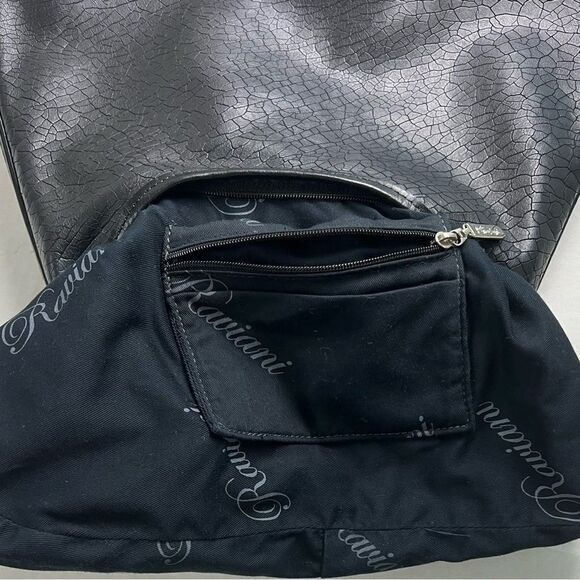 Raviani Black Leather Swarovski Crystal & Rivets Shoulder Bag - Picture 9 of 13